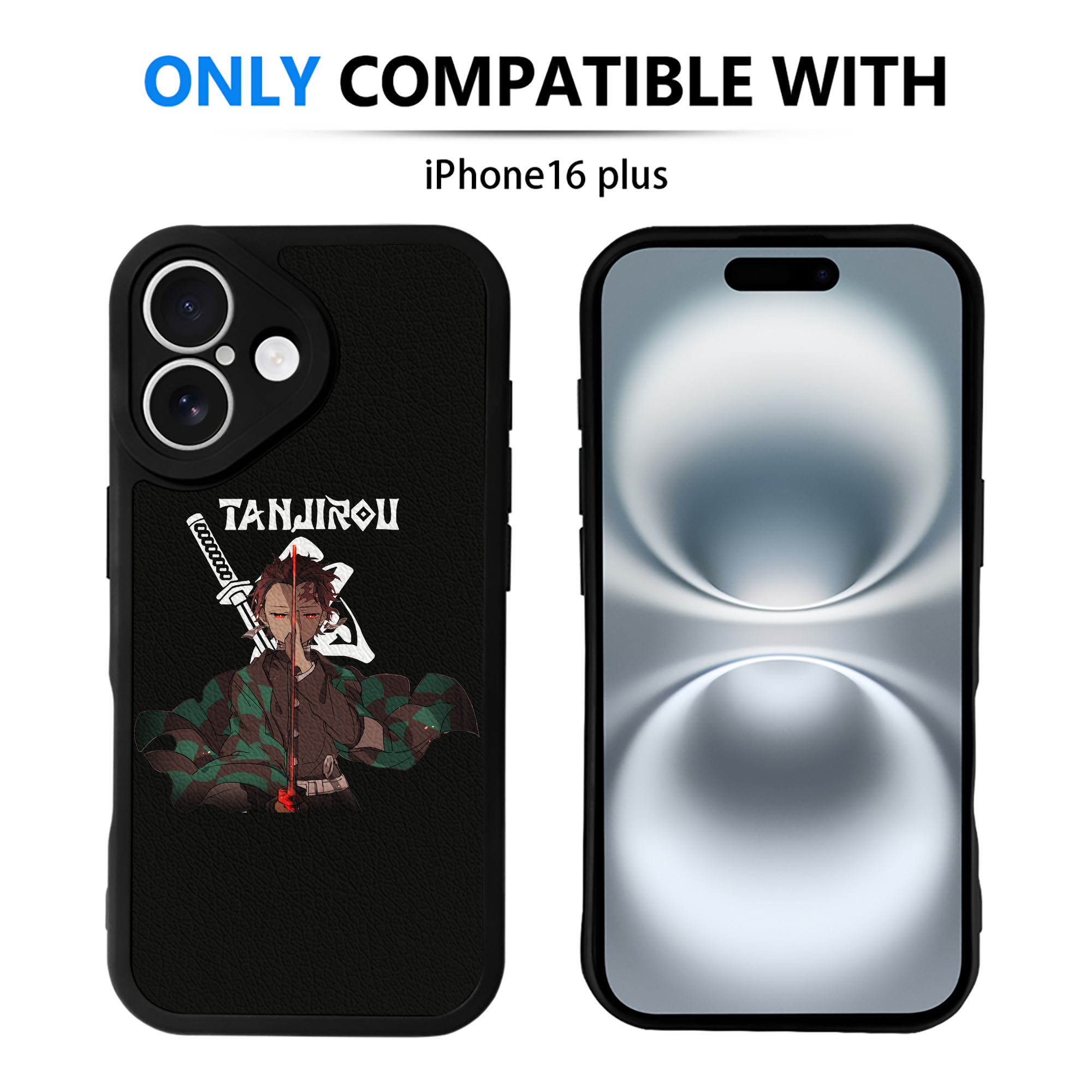 （画像用） 鬼滅の刃 竈門 炭治郎／かまど たんじろう Kamado Tanjirou 【iPhone 16シリーズ対応】シリコンスマホケース（レザー調） 材質：シリコン